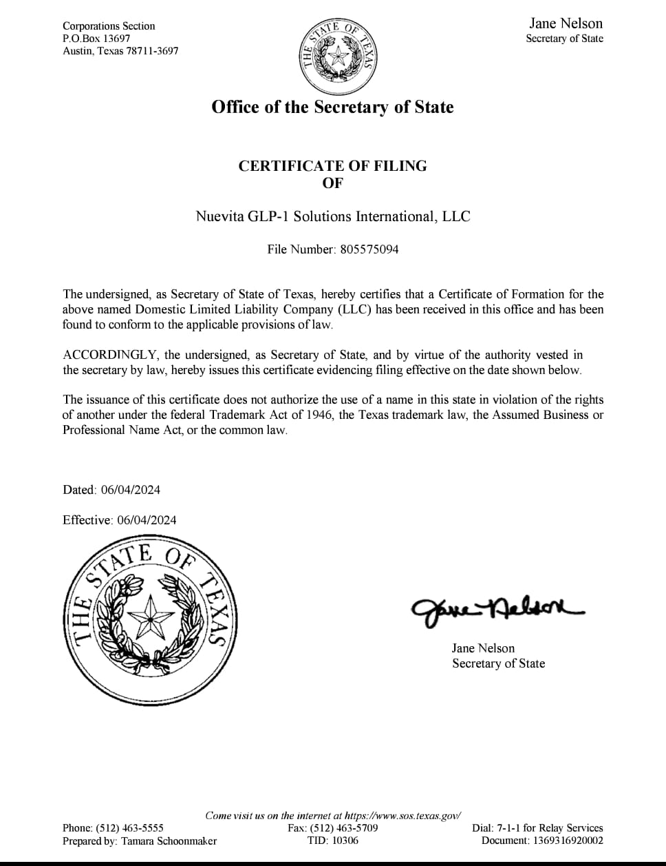 Registro Nuevita y Folios Legales